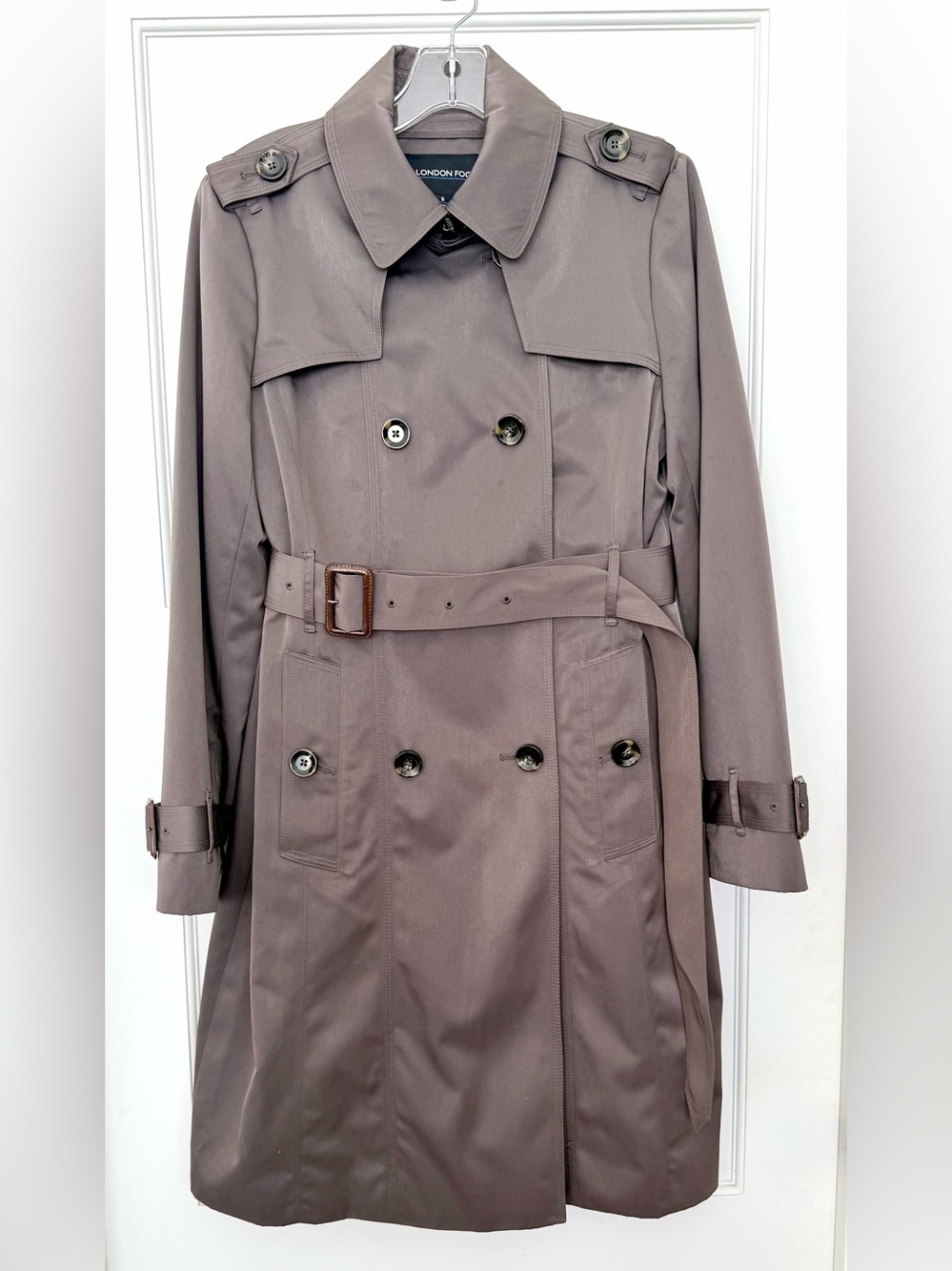 London Fog Women's Double-Breasted Brown Trench Coat